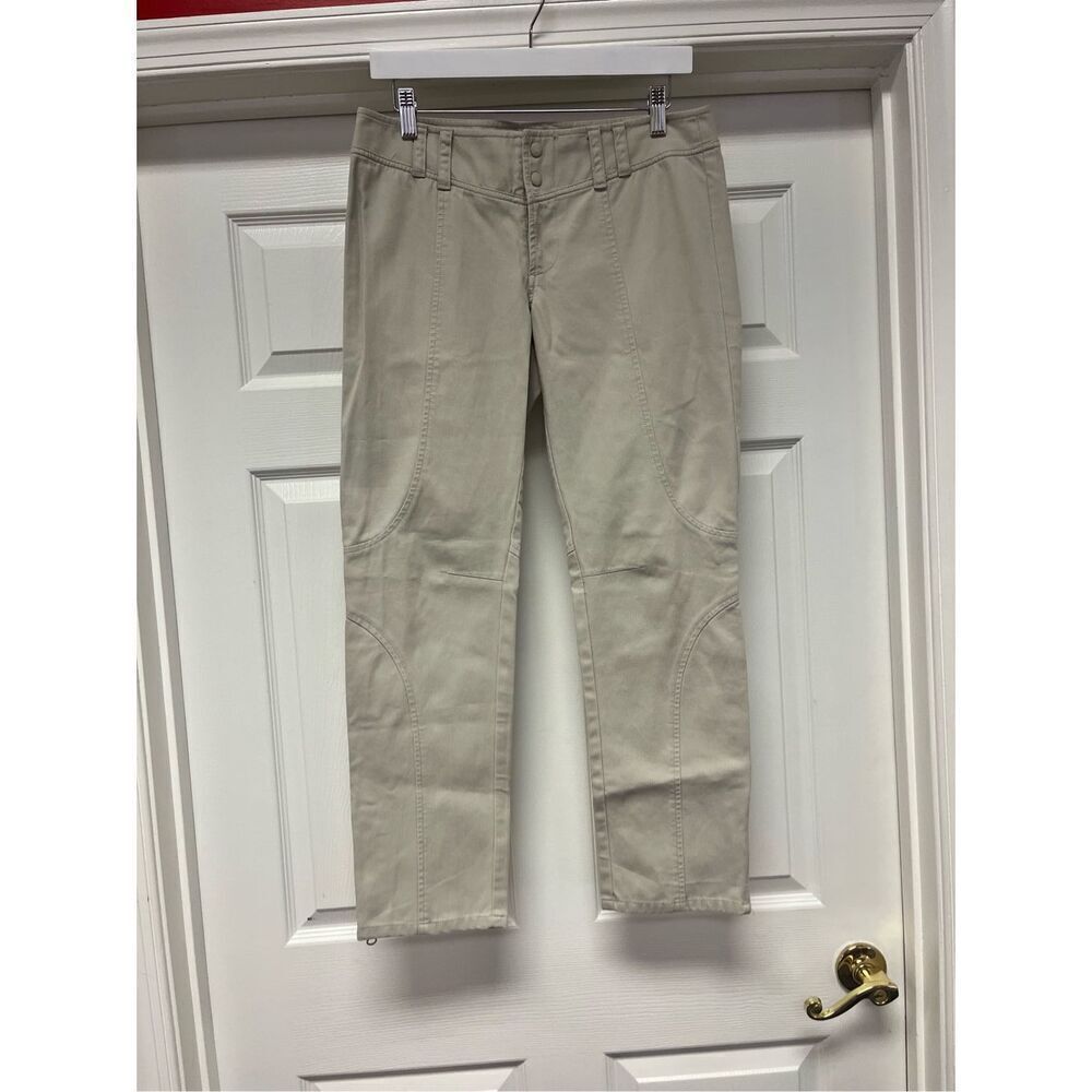 Armani Exchange Tan Ribbed Reverse Riding  Ankle Zip Pants sz 6 NWOT